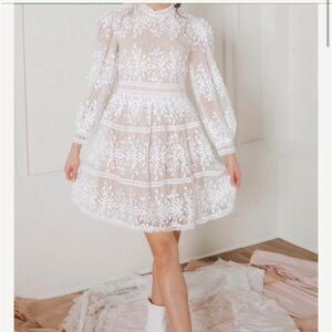 Ivy City Co White Lace Mini Dress